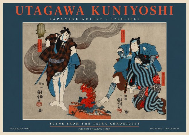Utagawa Kuniyoshi Scene from the Taira Chronicles No2 - Juliste
