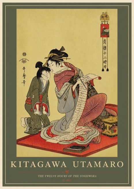 Kitagawa Utamaro The Twelve Hours of the Yoshiwara No2 - Juliste