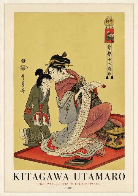 Kitagawa Utamaro The Twelve Hours of the Yoshiwara No3 - Juliste
