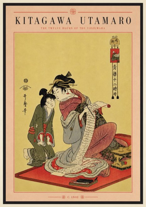 Kitagawa Utamaro The Twelve Hours of the Yoshiwara No4 - Juliste