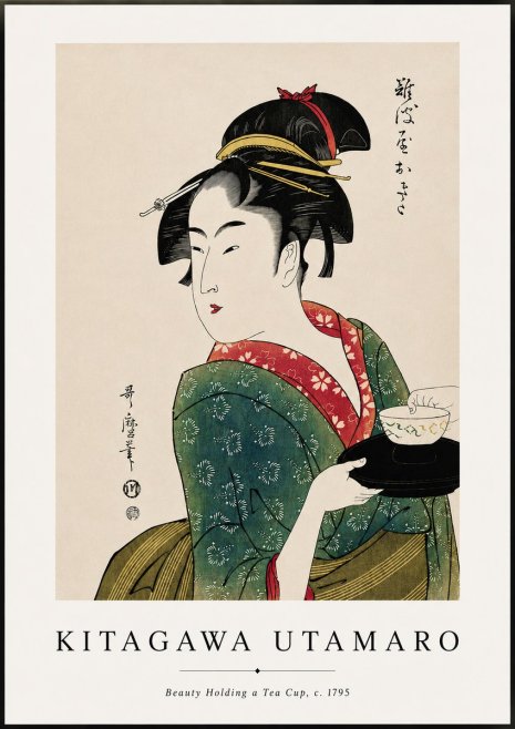 Kitagawa Utamaro Beauty Holding a Tea Cup No3 - Juliste