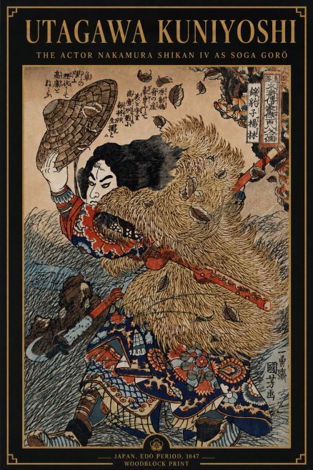 Utagawa Kuniyoshi The Actor Nakamura Shikan Iv as Soga Gorō No4 - Juliste