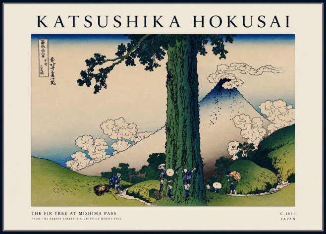 Katsushika Hokusai The Fir Tree at Mishima Pass No3 - Juliste