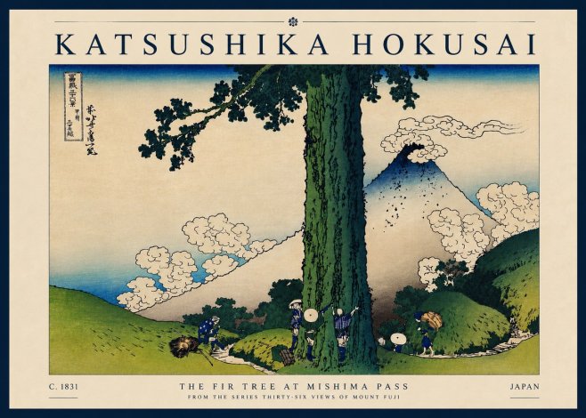 Katsushika Hokusai The Fir Tree at Mishima Pass No6 - Juliste