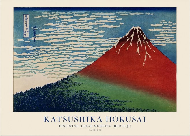 Katsushika Hokusai Fine Wind, Clear Morning (Red Fuji) I No1 - Juliste