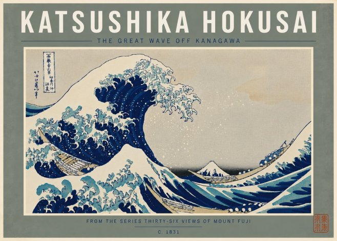 Katsushika Hokusai The Great Wave off Kanagawa I No8 - Juliste