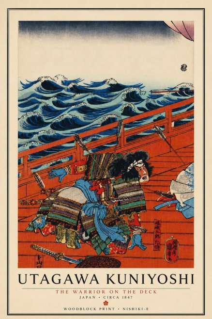 Utagawa Kuniyoshi The Warrior on the Deck No6 - Juliste