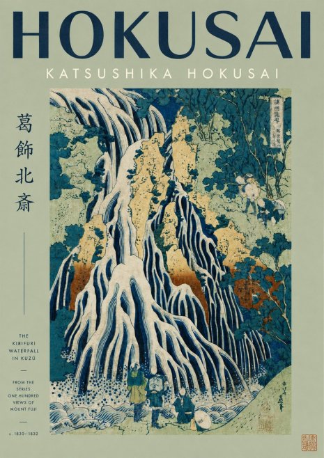 Katsushika Hokusai The Kirifuri Waterfall in Kuzū from the Series One Hundred Views of Mount Fuji No2 - Juliste