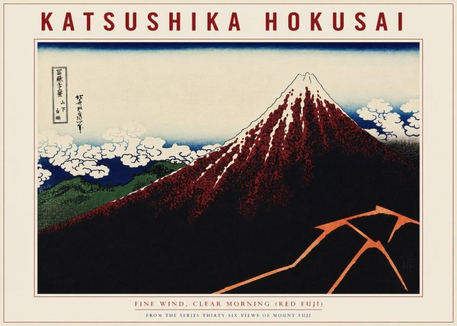 Katsushika Hokusai Fine Wind, Clear Morning (Red Fuji) II No4 - Juliste