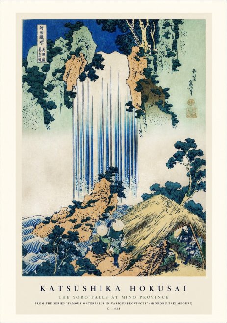 Katsushika Hokusai The Yōrō Falls at Mino Province No1 - Juliste