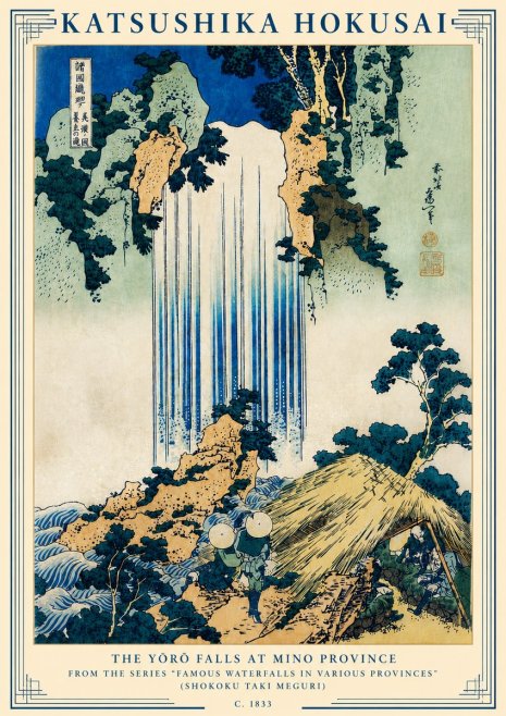 Katsushika Hokusai The Yōrō Falls at Mino Province No3 - Juliste