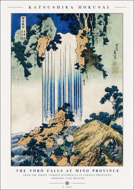 Katsushika Hokusai The Yōrō Falls at Mino Province No5 - Juliste