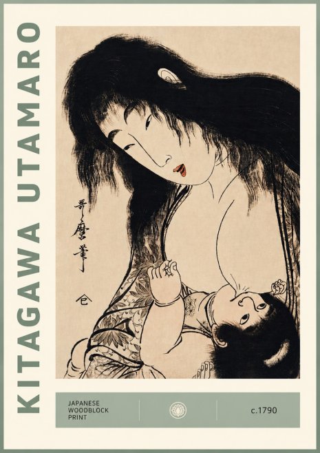 Kitagawa Utamaro Mother Nursing Her Child No5 - Juliste
