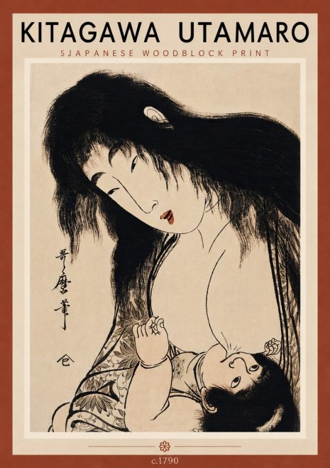 Kitagawa Utamaro Mother Nursing Her Child No6 - Juliste