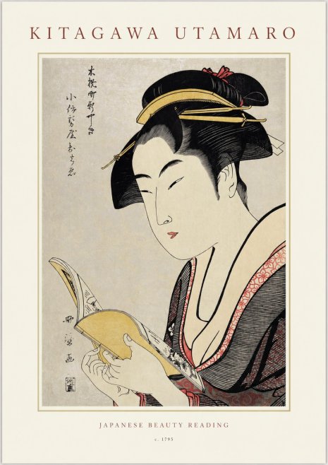 Kitagawa Utamaro Japanese Beauty Reading No1 - Juliste