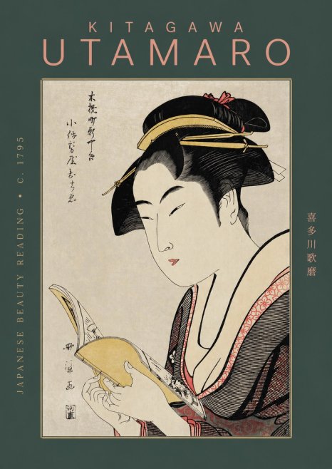 Kitagawa Utamaro Japanese Beauty Reading No2 - Juliste