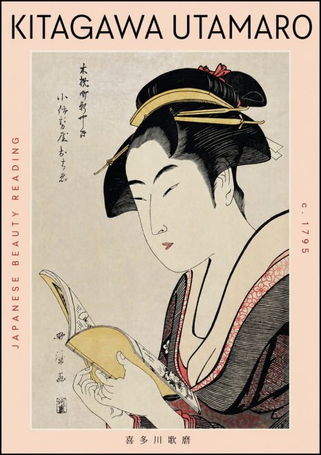 Kitagawa Utamaro Japanese Beauty Reading No3 - Juliste