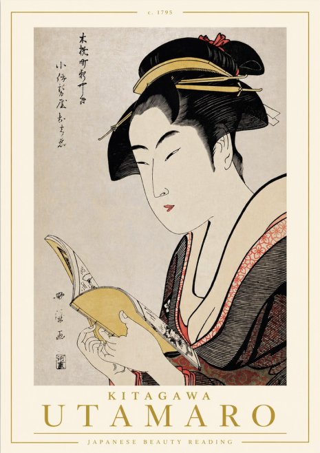 Kitagawa Utamaro Japanese Beauty Reading No4 - Juliste