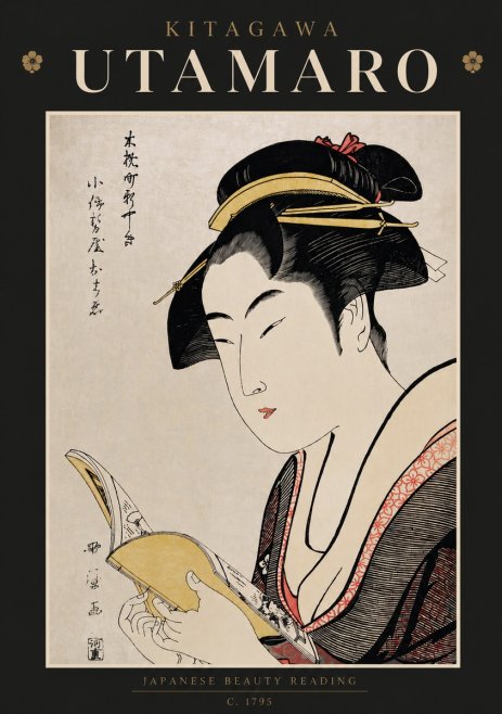 Kitagawa Utamaro Japanese Beauty Reading No6 - Juliste