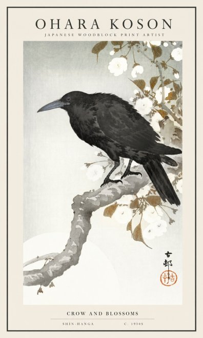 Ohara Koson Crow and Blossoms I No1 - Juliste