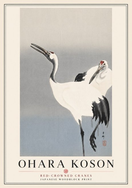Ohara Koson Red-crowned Cranes No6 - Juliste