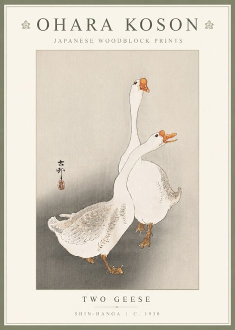 Ohara Koson Two Geese No5 - Juliste