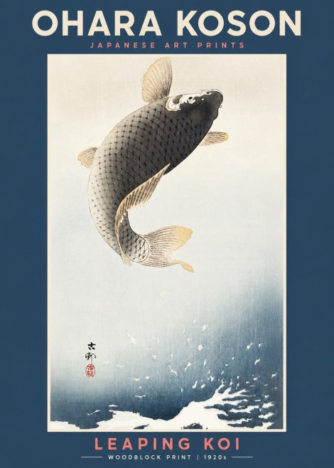 Ohara Koson Leaping Koi I No2 - Juliste