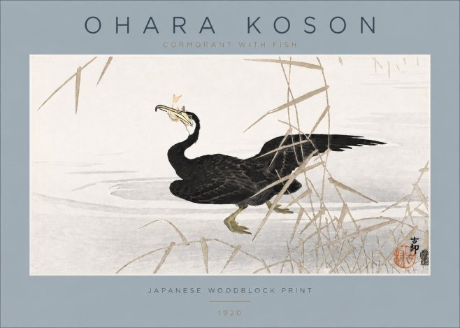 Ohara Koson Cormorant with Fish No4 - Juliste
