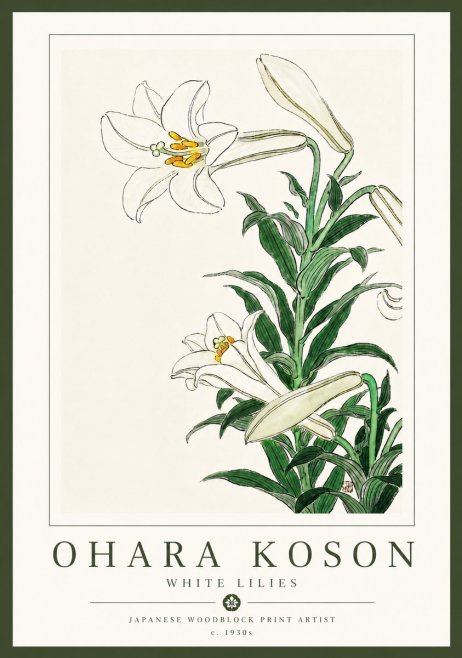 Ohara Koson White Lilies No6 - Juliste