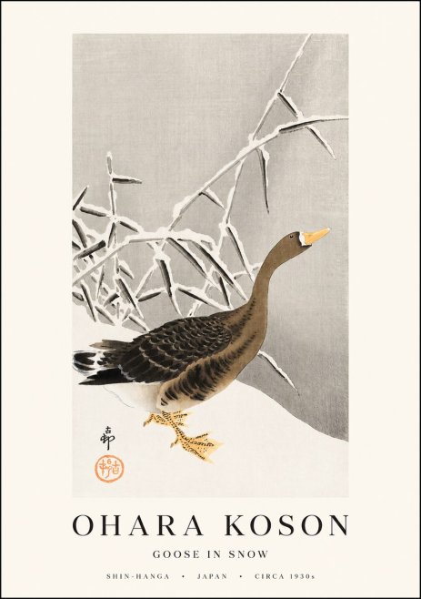 Ohara Koson Goose in Snow No1 - Juliste