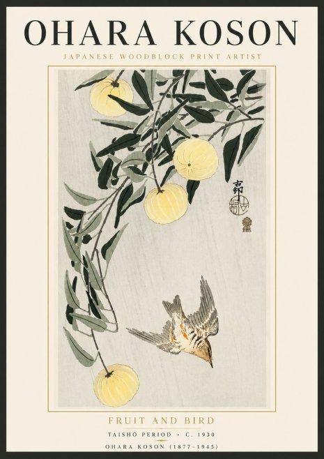 Ohara Koson Fruit and Bird No5 - Juliste