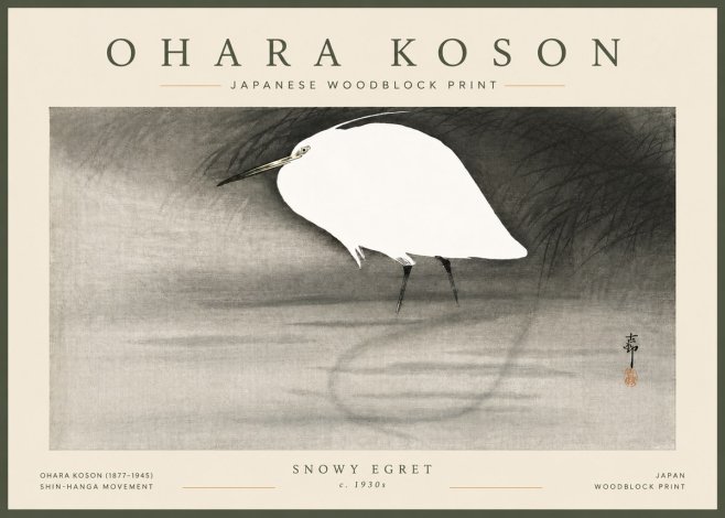 Ohara Koson Snowy Egret No5 - Juliste