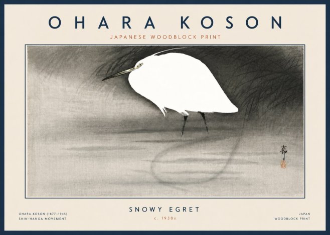 Ohara Koson Snowy Egret No6 - Juliste