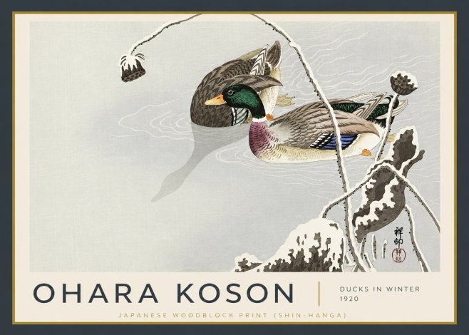 Ohara Koson Ducks in Winter No5 - Juliste