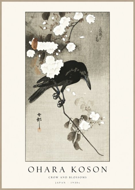 Ohara Koson Crow and Blossoms II No1 - Juliste