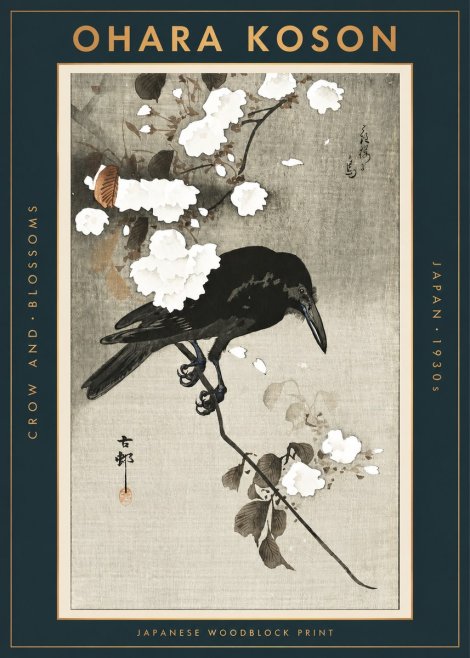 Ohara Koson Crow and Blossoms II No2 - Juliste
