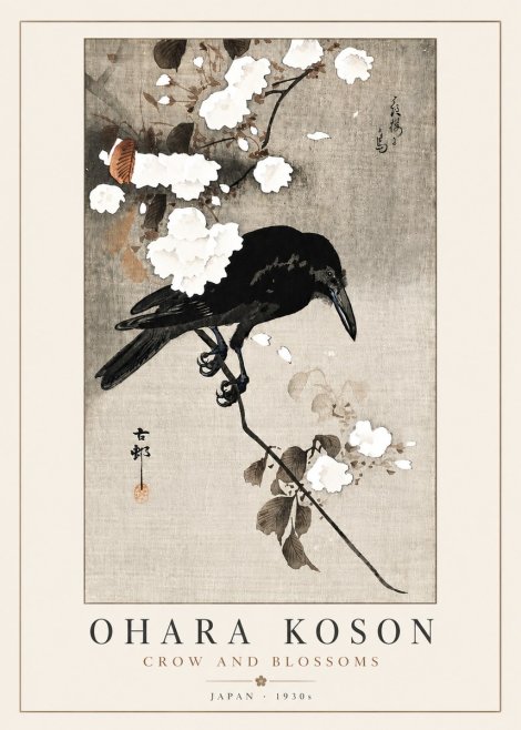 Ohara Koson Crow and Blossoms II No4 - Juliste