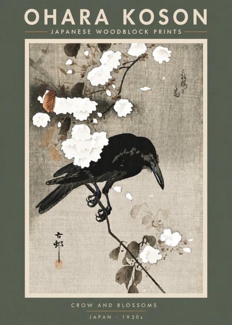 Ohara Koson Crow and Blossoms II No5 - Juliste
