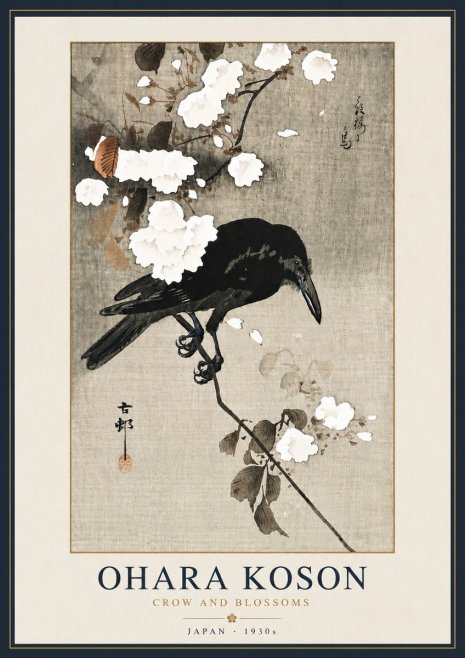 Ohara Koson Crow and Blossoms II No6 - Juliste