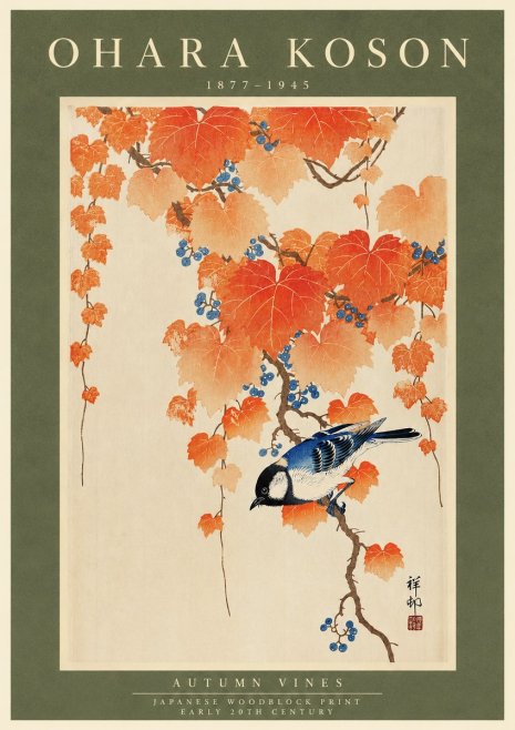 Ohara Koson Autumn Vines No3 - Juliste