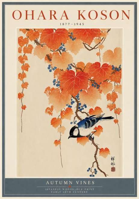 Ohara Koson Autumn Vines No6 - Juliste