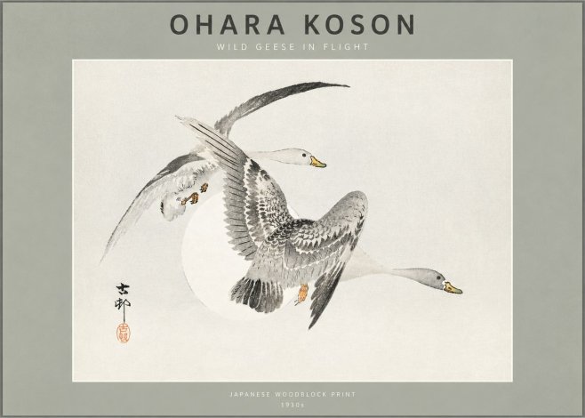 Ohara Koson Wild Geese in Flight I No2 - Juliste