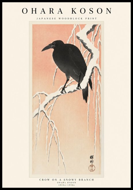 Ohara Koson Crow on a Snowy Branch I No1 - Juliste