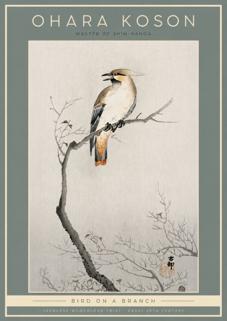 Ohara Koson Bird on a Branch I No2 - Juliste