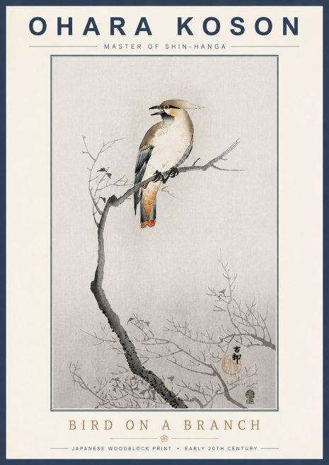 Ohara Koson Bird on a Branch I No4 - Juliste