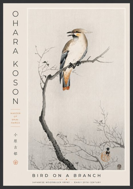 Ohara Koson Bird on a Branch I No5 - Juliste