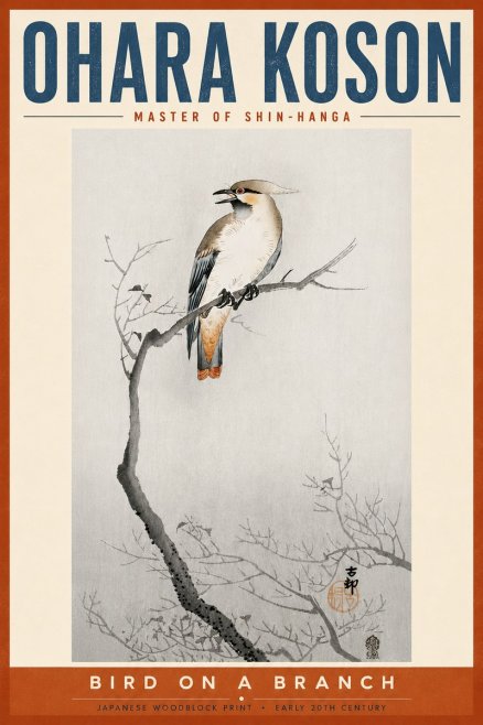 Ohara Koson Bird on a Branch I No6 - Juliste