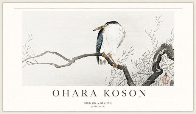 Ohara Koson Bird on a Branch II No1 - Juliste