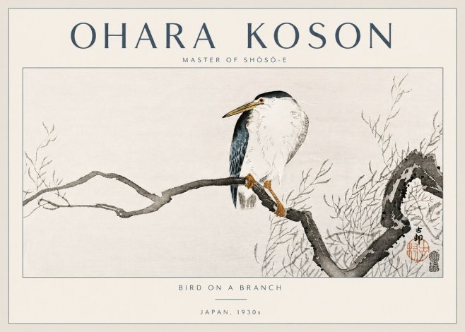 Ohara Koson Bird on a Branch II No6 - Juliste
