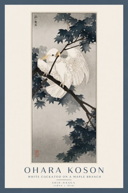 Ohara Koson White Cockatoo on a Maple Branch No2 - Juliste